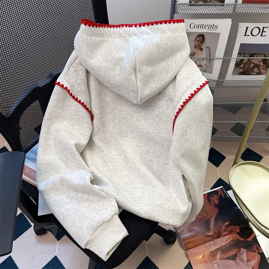 Mens Embroidered Letter Color Block Hoodie
