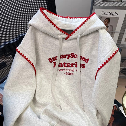 Mens Embroidered Letter Color Block Hoodie