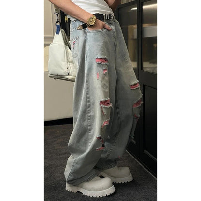 Dragon Embroidered Loose Straight Leg Jeans