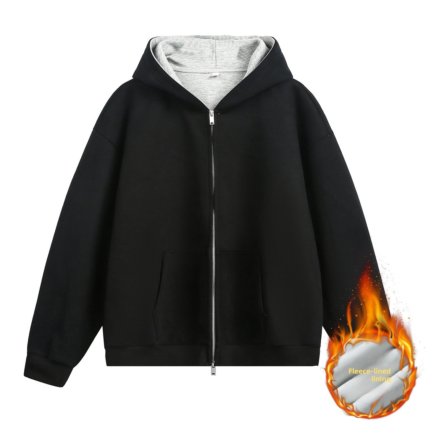 Heavyweight American-style color-blocked lined hoodie
