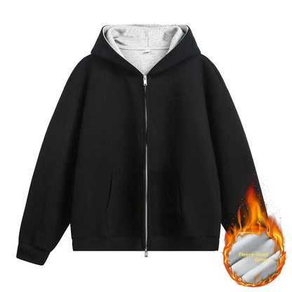 Heavyweight American-style color-blocked lined hoodie