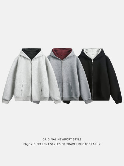 Heavyweight American-style color-blocked lined hoodie