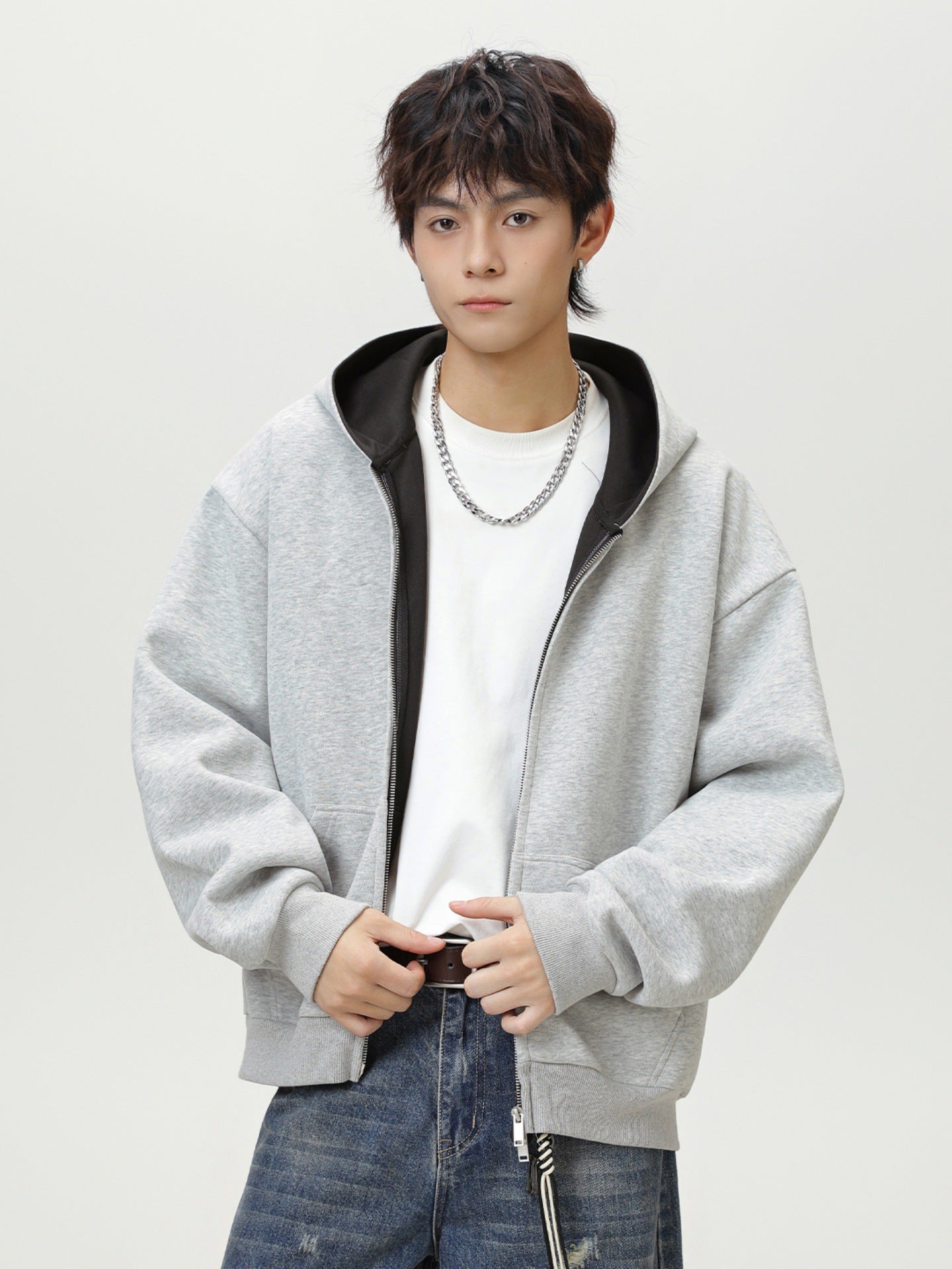 Heavyweight American-style color-blocked lined hoodie