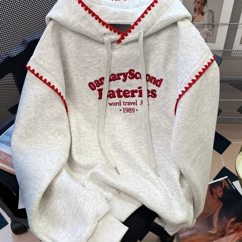 Mens Embroidered Letter Color Block Hoodie