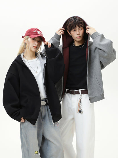 Heavyweight American-style color-blocked lined hoodie